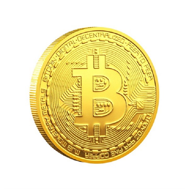 Xu Bitcoin Vàng, đường kính xu 4cm, chất liệu Niken mạ một lớp màu vàng, dùng để sưu tầm, lưu niệm, làm đồ thủ công mỹ nghệ - SP002456