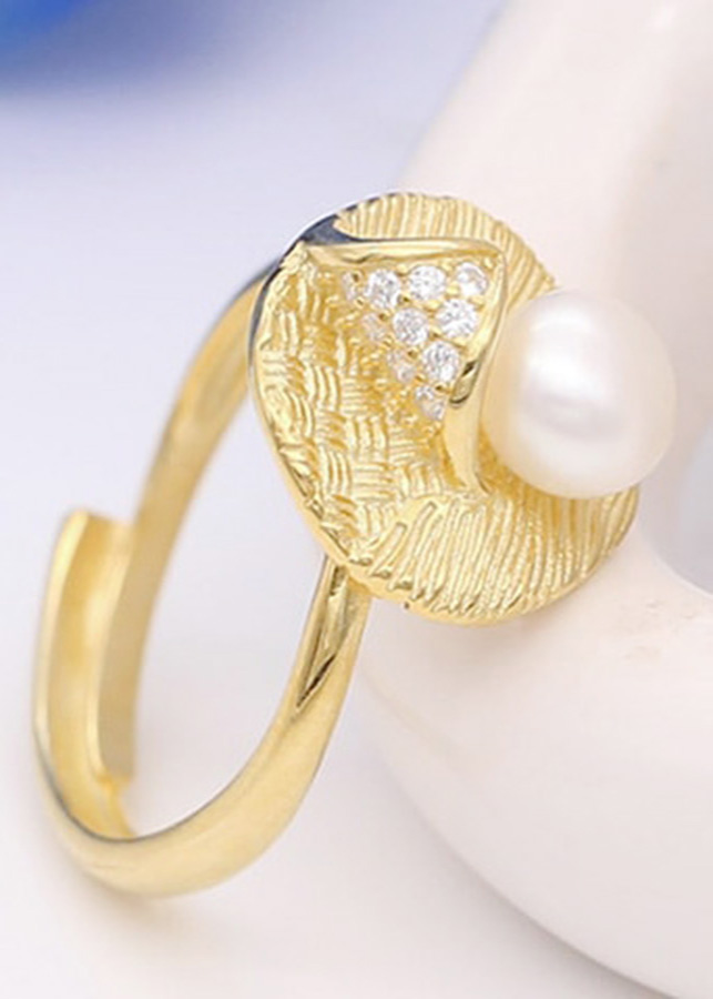 Nhẫn Ngọc Trai Cánh Lá Vàng N-1536 Bảo Ngọc Jewelry