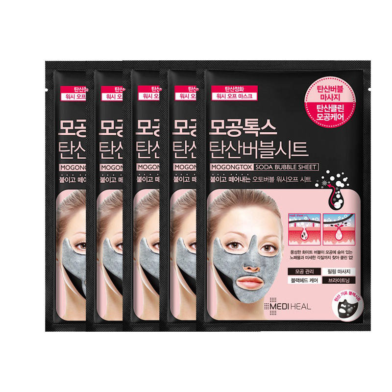 Combo 5 Mặt nạ sủi bọt thải độc làm sạch da và se khít lỗ chân lông Mediheal Mogongtox Soda Bubble Sheet 18ml x5