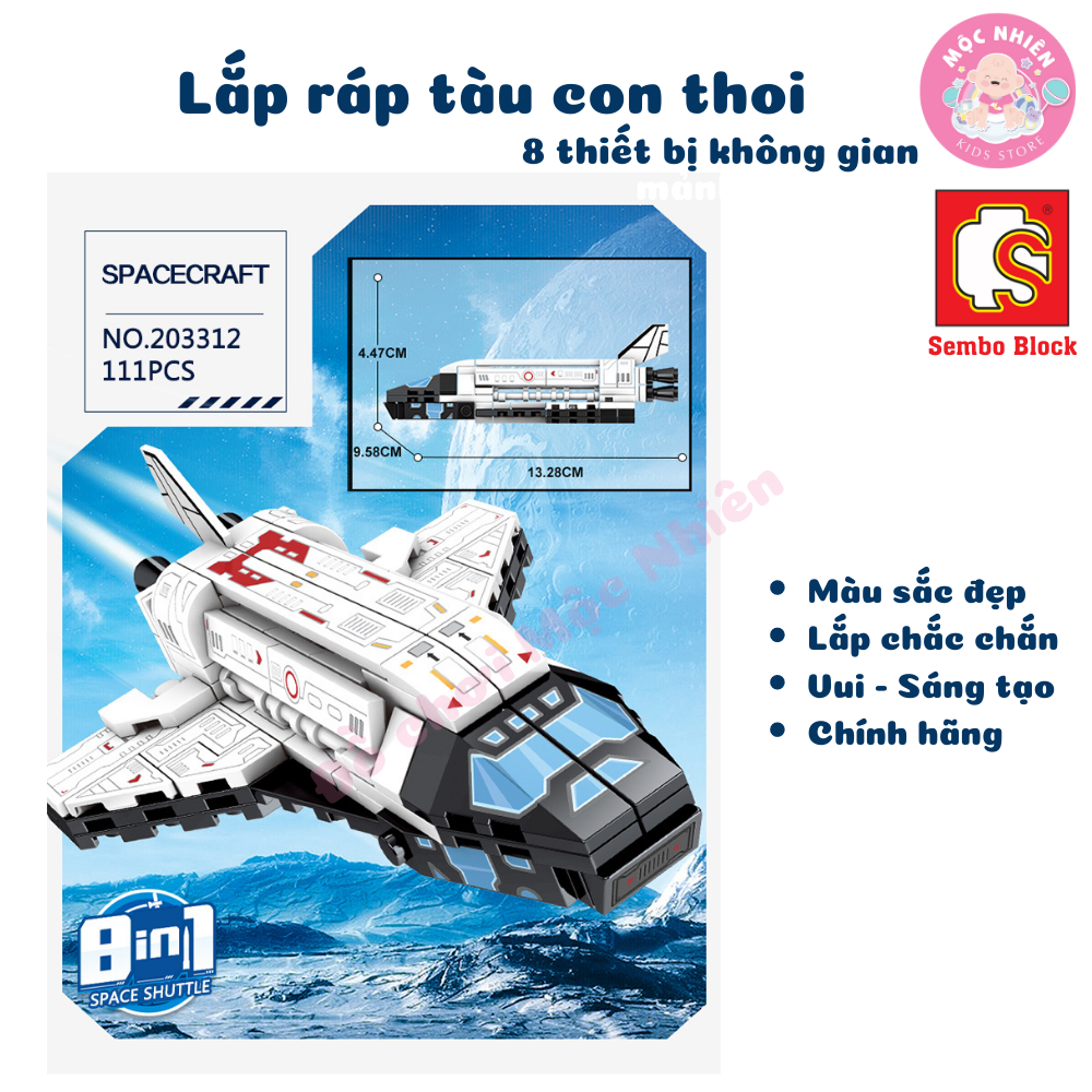 Đồ chơi lắp ráp xếp hình tàu con thoi Space Shuttle 8 trong 1 SEMBO BLOCK 203311 - 203318