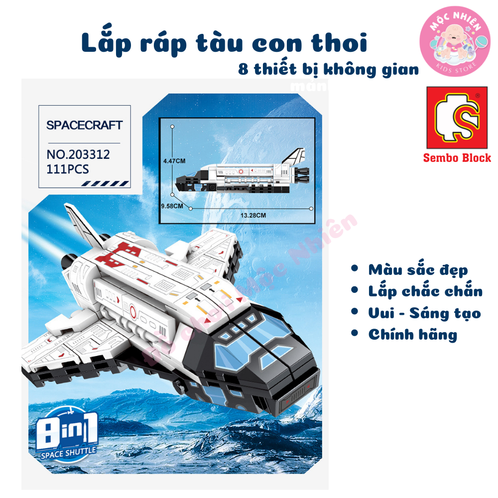 Đồ chơi lắp ráp xếp hình tàu con thoi Space Shuttle 8 trong 1 SEMBO BLOCK 203311 - 203318 (836 mảnh ghép)