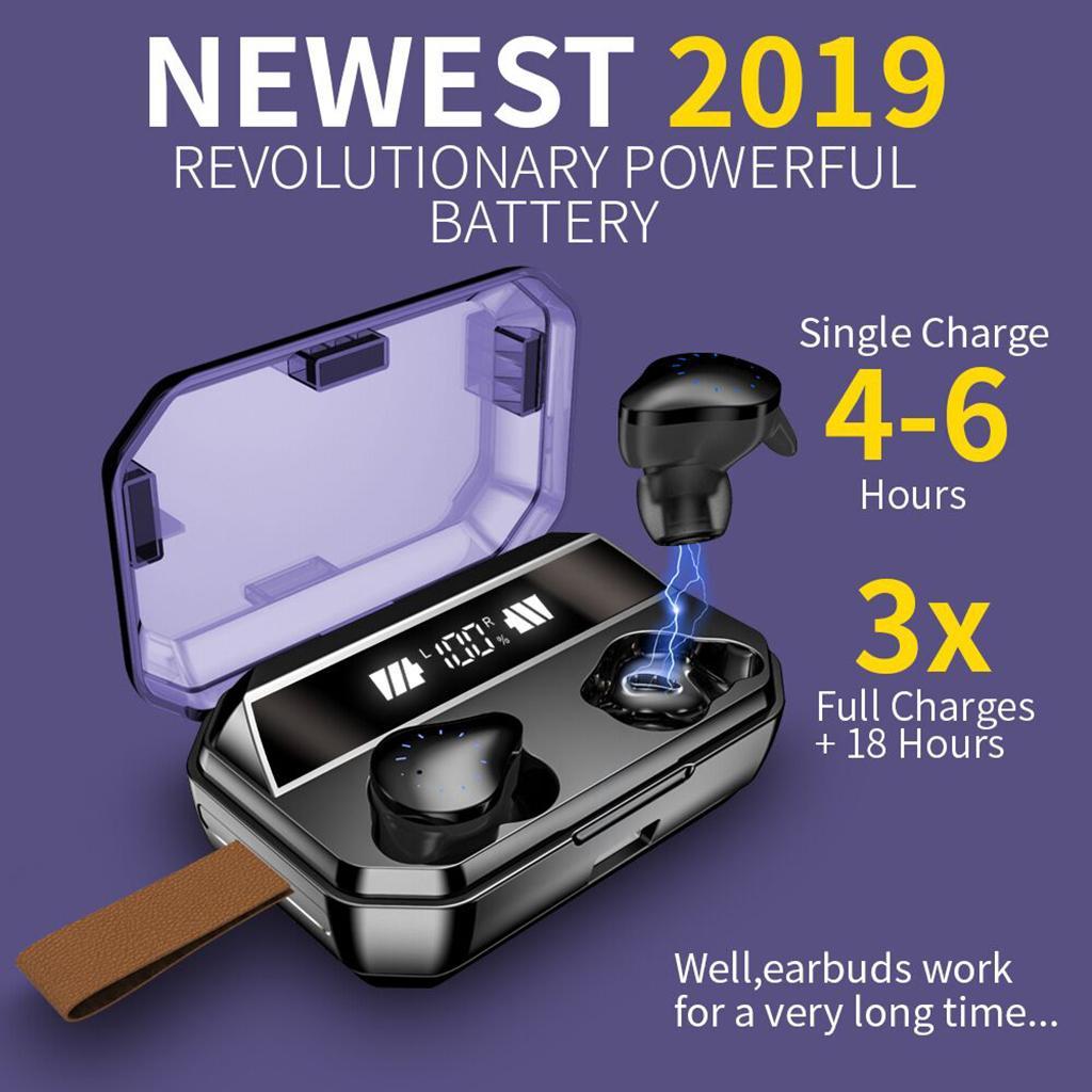 Wireless Bluetooth5.0 Earphone Waterproof Portable Earbud w/ Charger Case