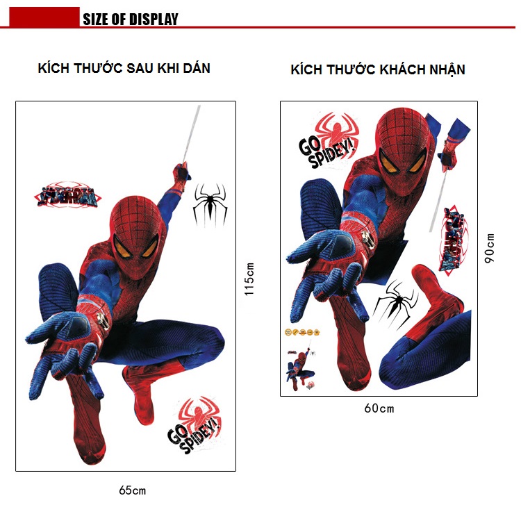 Decal dán tường người nhện 4 siêu anh hùng trang trí phòng bé yêu đẹp DKN158