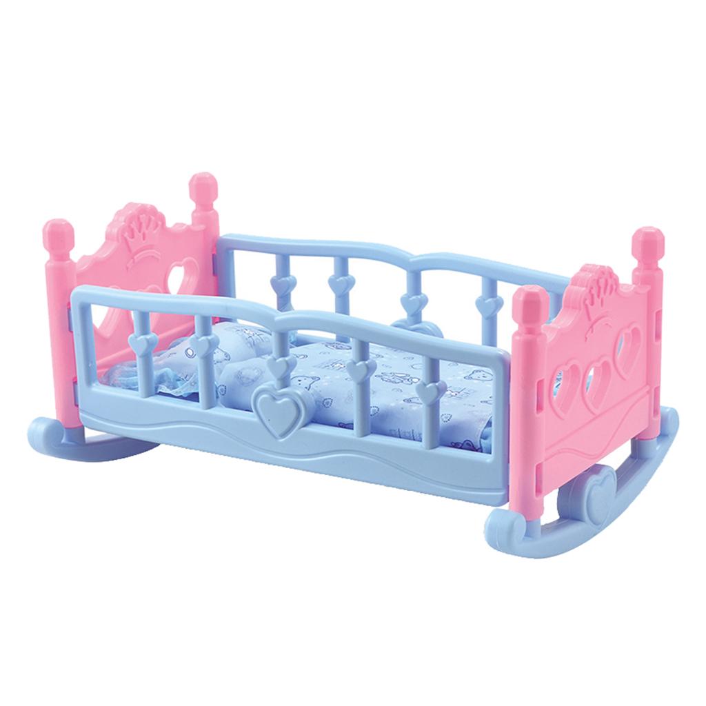 Doll Bed Doll Cradle Doll Furniture, Doll Bed Fits American Dolls, Includes Mattress & Quilted Bedding, 14.57 x 9.44 x 7.09 inch