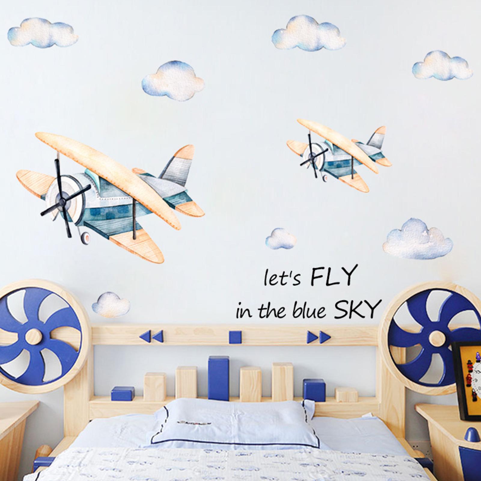 Decal Dán tường Có thể tháo rời Vinyl chủ đề máy bay cho trẻ em