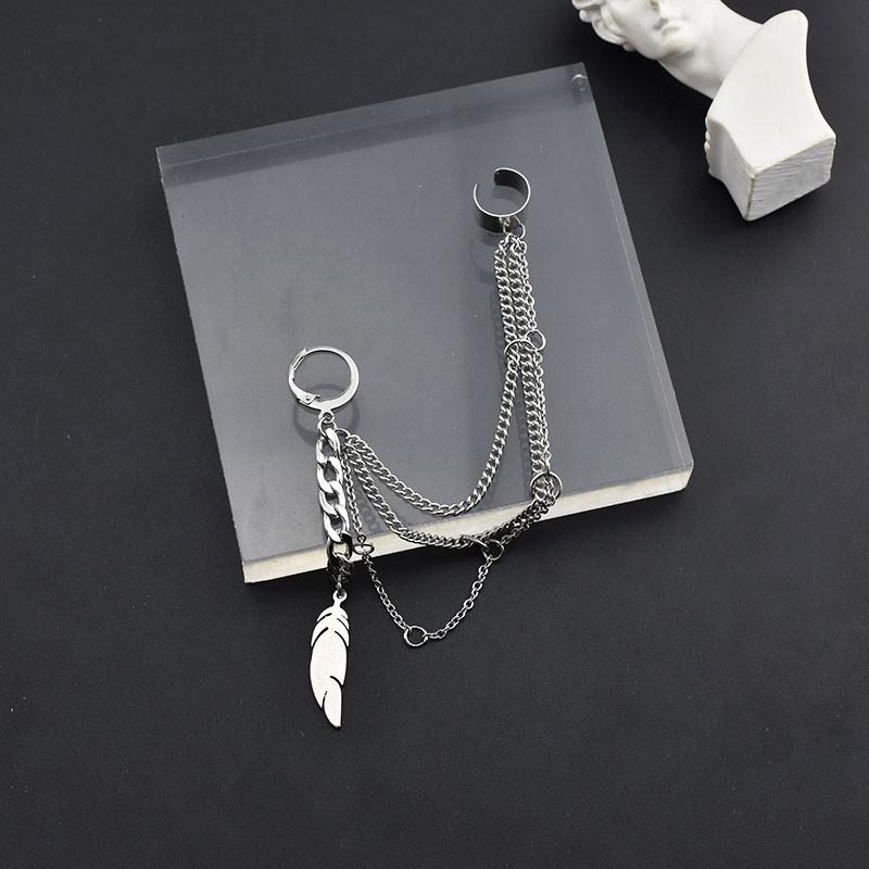 Khuyên tai BTS dây xích nhiều lớp UNISEX