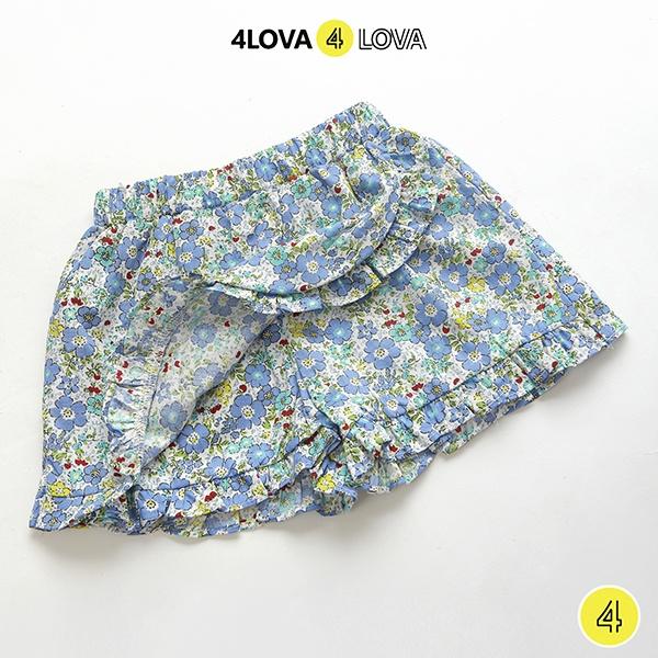 Chân váy giả quần short bé gái 4LOVA thô cotton hoa nhí xinh dễ thương thoáng mát