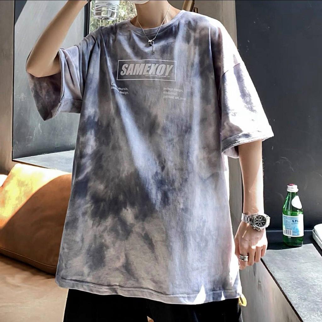 Áo loang xám, loang đỏ form rộng tay lỡ chất cotton mềm mịn hoáng mát