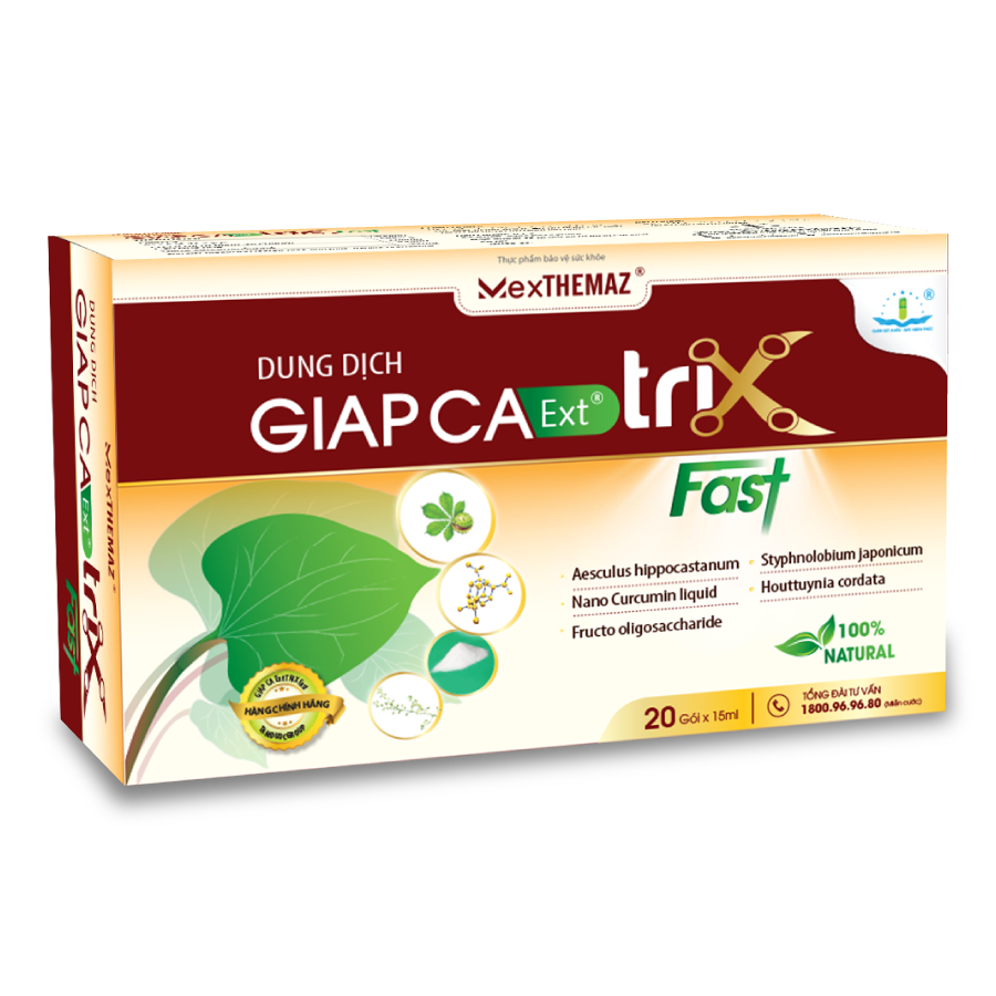 DUNG DỊCH GIẤP CÁ Ext Trix FAST (Hộp 20 gói) Hỗ trợ giảm trĩ, táo bón, sa búi trĩ, cầm máu, nhuận tràng, tăng tính bền thành mạch.