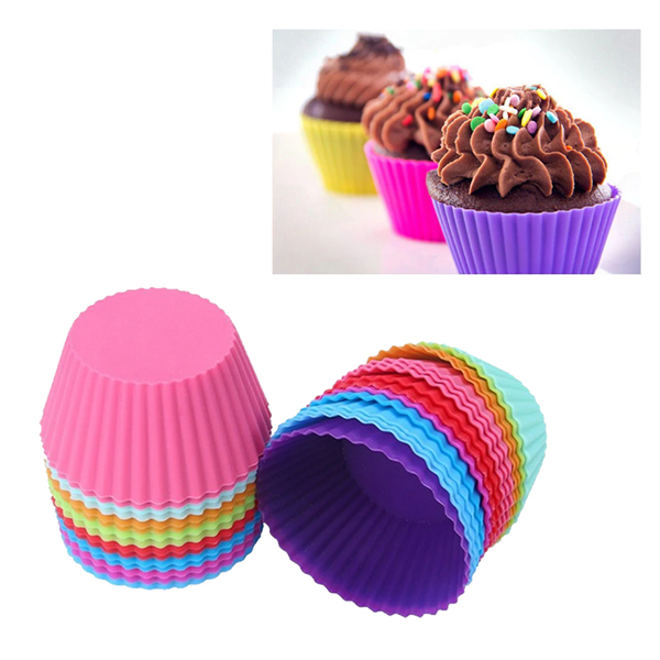 Bộ 10 khuôn silicon cupcake tròn 6,5cm