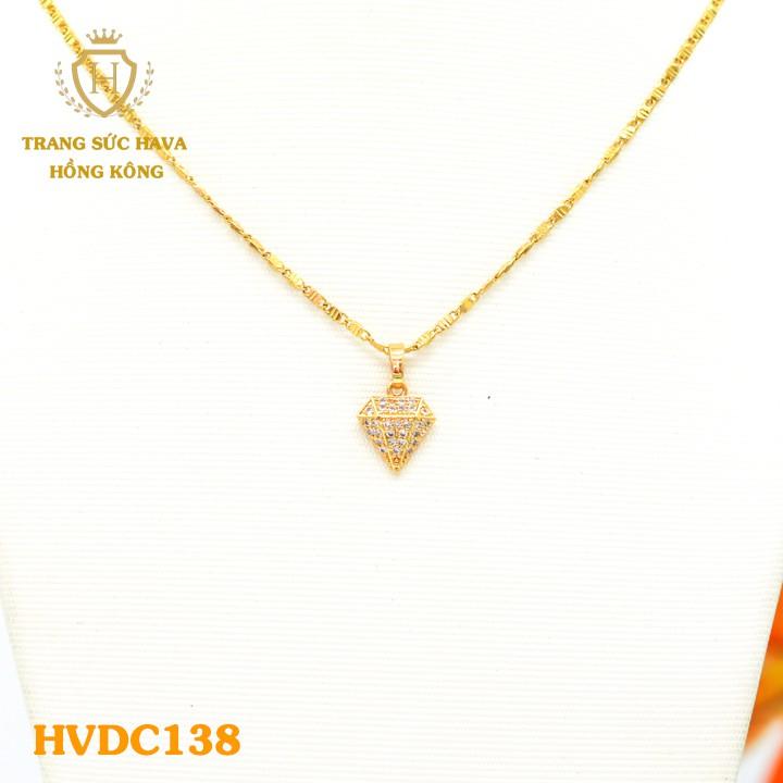 Dây Chuyền, Vòng Cổ Nữ Mặt Đính Đá Màu Trắng Xi Mạ Vàng Non Cao Cấp - Trang Sức Hava Hong Kong - HVDC138