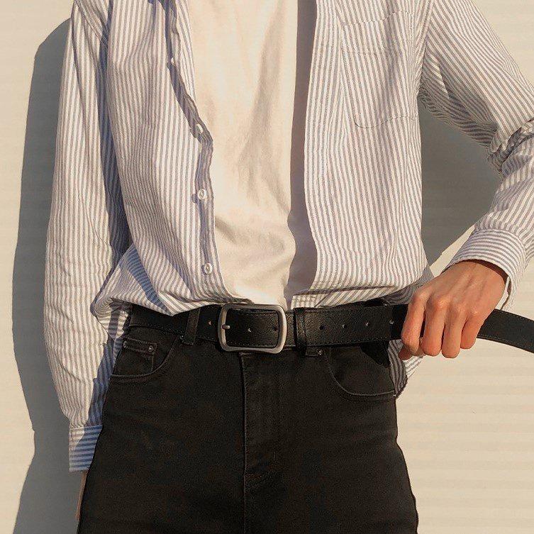 Thắt lưng nam da Hàn Quốc chữ nhật bo viền Unisex da đẹp Max Dây nịt lưng nam Ulzzang phong cách Hàn Quốc bản to 3.8cm