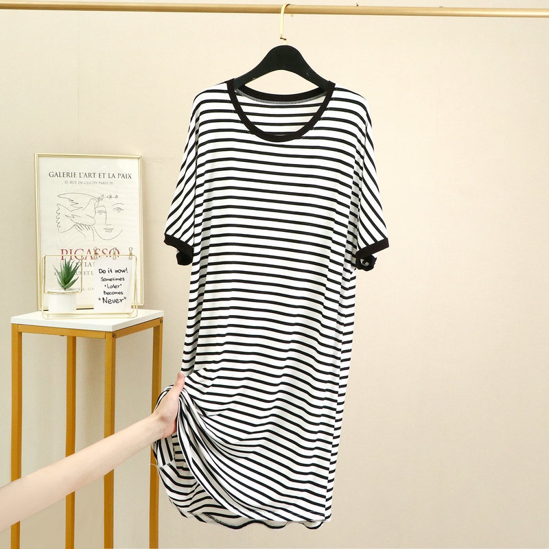 Váy dầm nữ ngắn tay vải Modal (gỗ Sồi) tự nhiên co giãn mát lạnh kiểu dáng basic freesize mã VAV0382