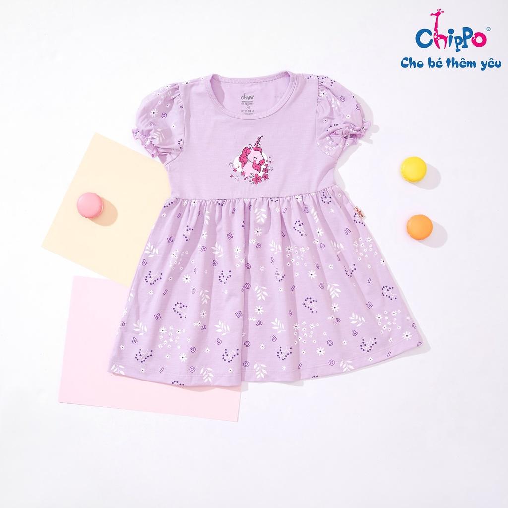 Váy cổ tròn Chippo cho bé gái chất liệu 100% Cotton Váy thun Đầm cho bé từ 1 đến 5 tuổi (10-19Kg)