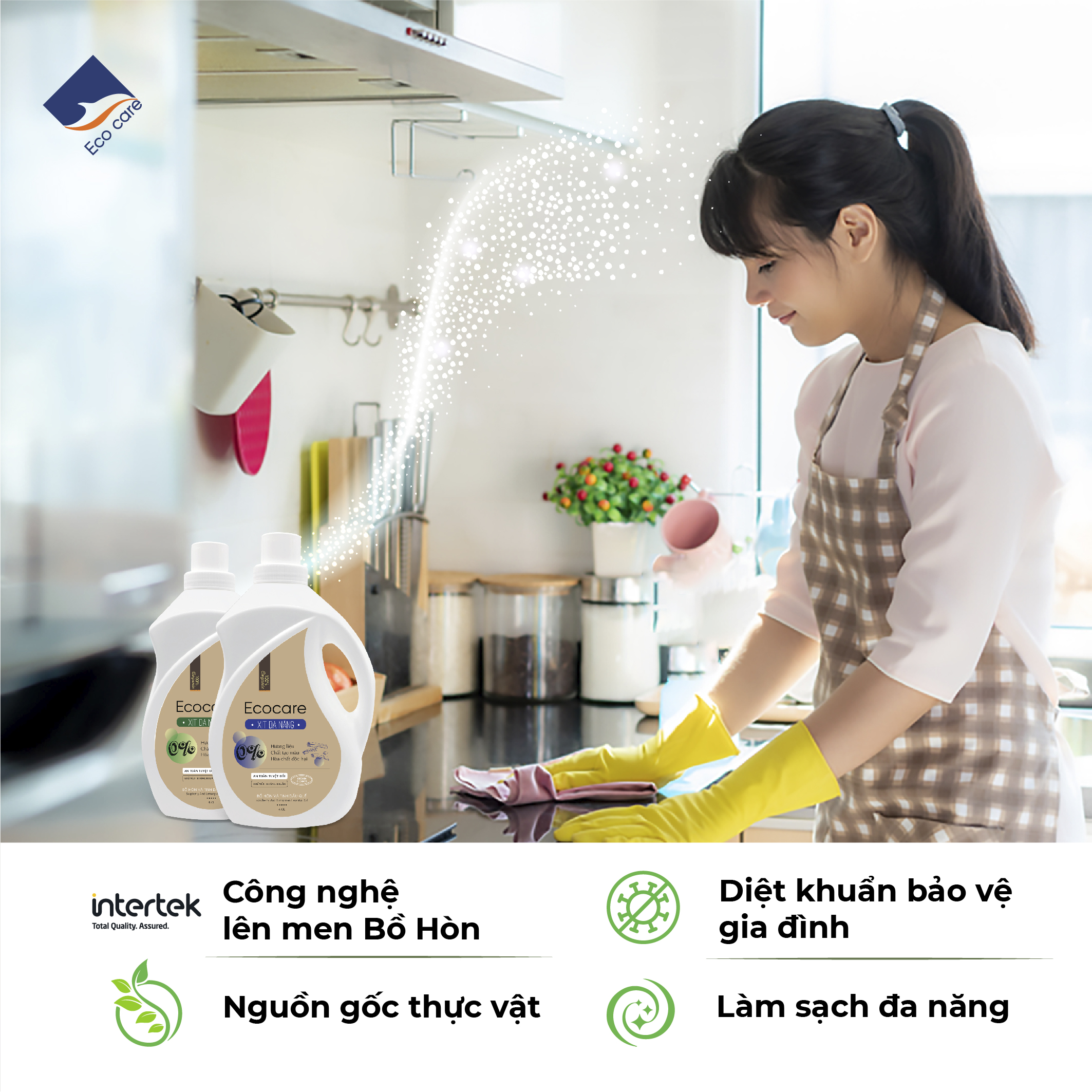 (TẶNG KÈM VỎ XỊT) Bình Xịt Vệ Sinh Đa Năng ECOCARE 4L Khử Mùi, Diệt Nấm Mốc, Diệt Khuẩn Hiệu Quả Nhà Bếp, Nhà Vệ Sinh Và Nhà Tắm