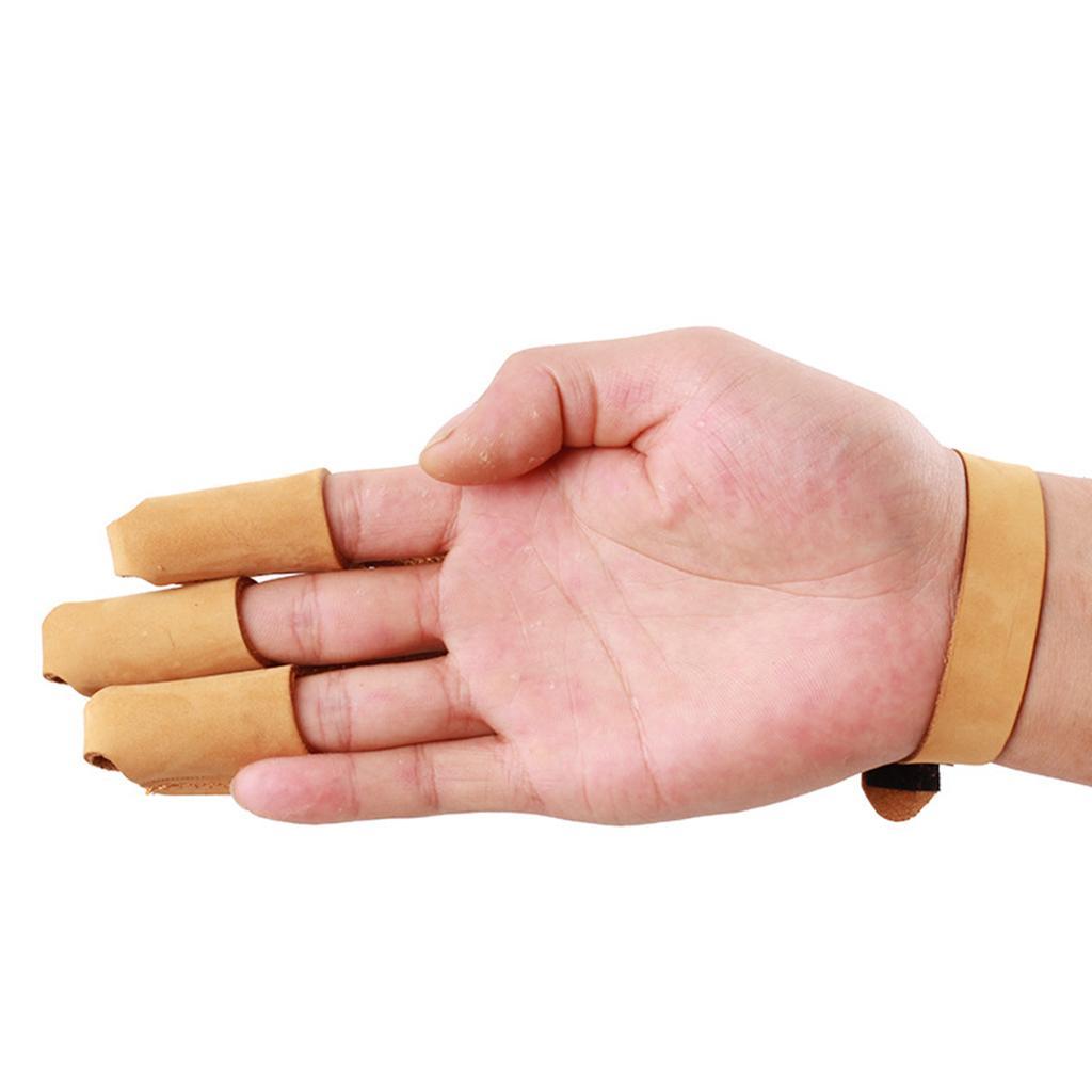 Outdoor Archery 3 Finger Glove Men Women Leather Hand Finger Guard Protector