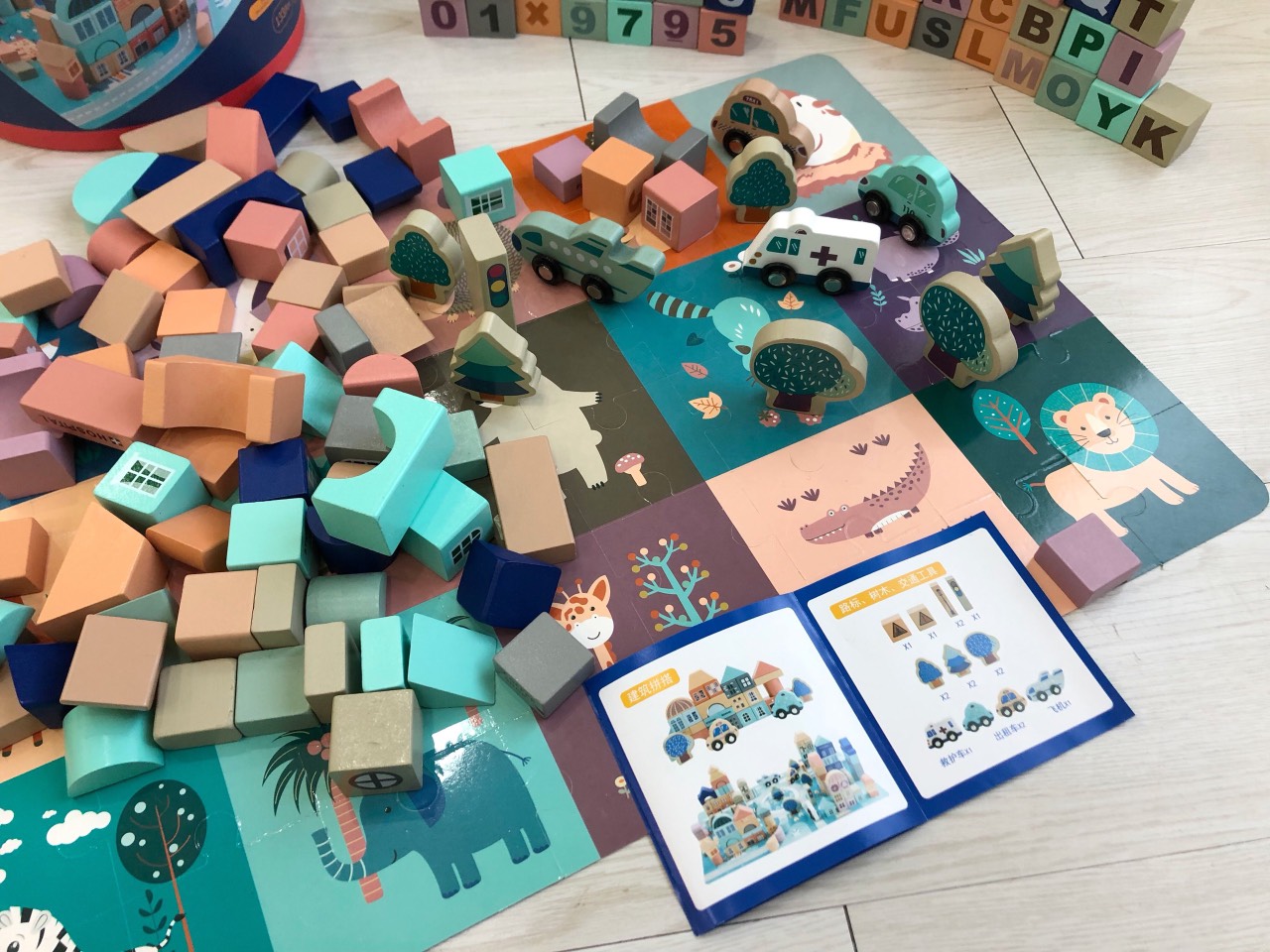 Set xây dựng thành phố mơ ước tặng kèm thảm chơi lắp ráp 2 mặt