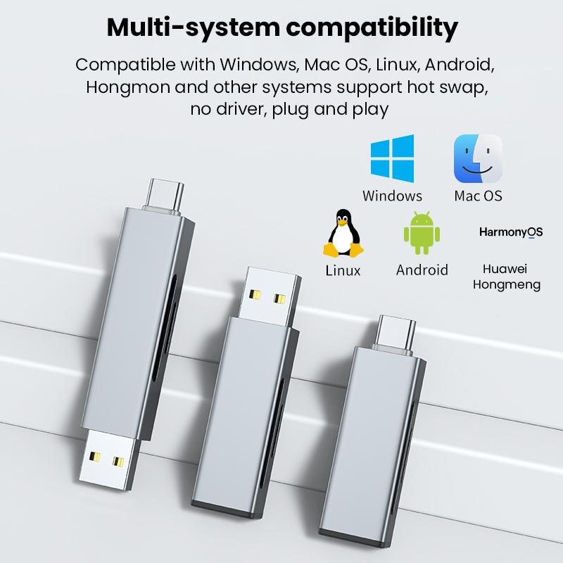 2in1 USB/Type-C Card Reader USB 2.0 SD/Micro SD TF OTG Smart Memory Card Adapter for Laptop USB2.0 SD Card Readers