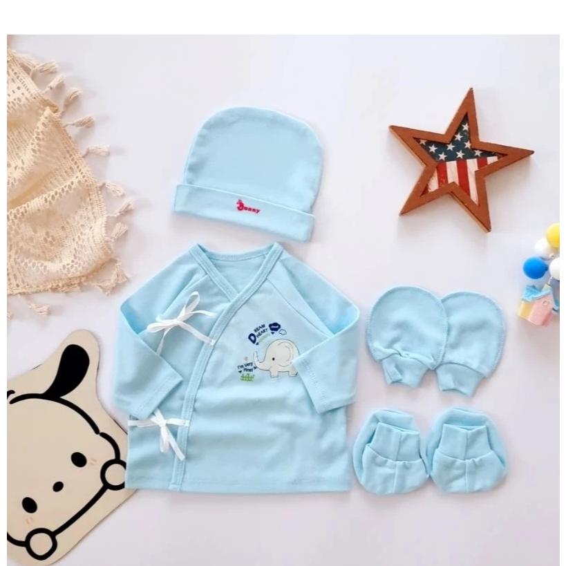 [Dưới 6kg] Set Áo Cột Dây Kèm Nón, Bao Tay Bao Chân Cotton Sơ Sinh Cho Bé - Bunny Baby - Set TD - Love Dad, Set TD - Love Dad