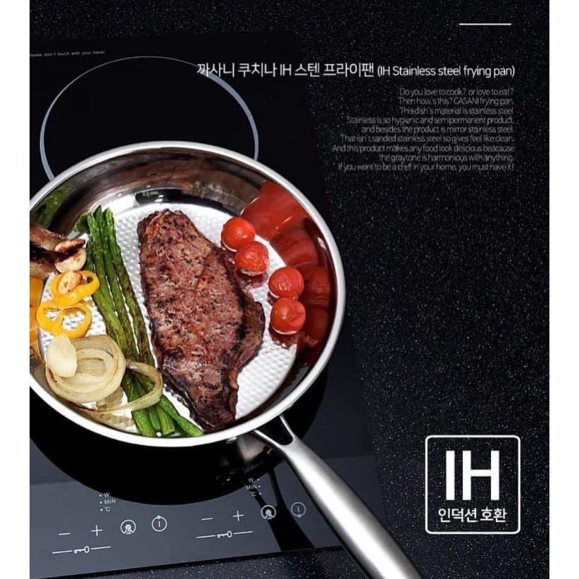 Chảo Inox Casani, 3 size 20/26/28cm, Bề Mặt Tổ Ong Chống Dính Hoàn Hảo, Tay Cầm Cách Nhiệt, Nhập Đức