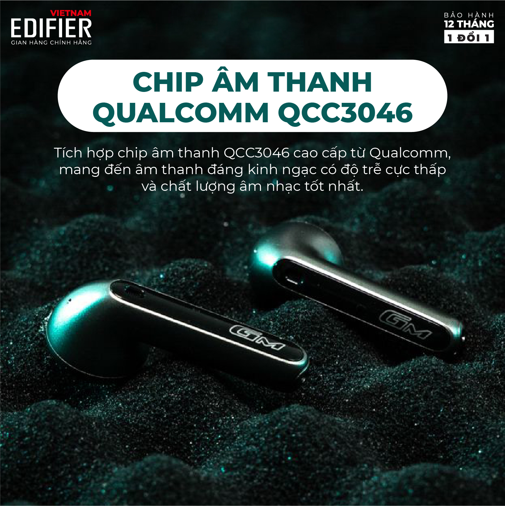 Tai nghe true wireless EDIFIER GM5 HECATE Bluetooth 5.2 Chip Qualcomm atpX Chống nước IPX5 âm thanh Stereo khử tiếng ồn - Hàng chính hãng