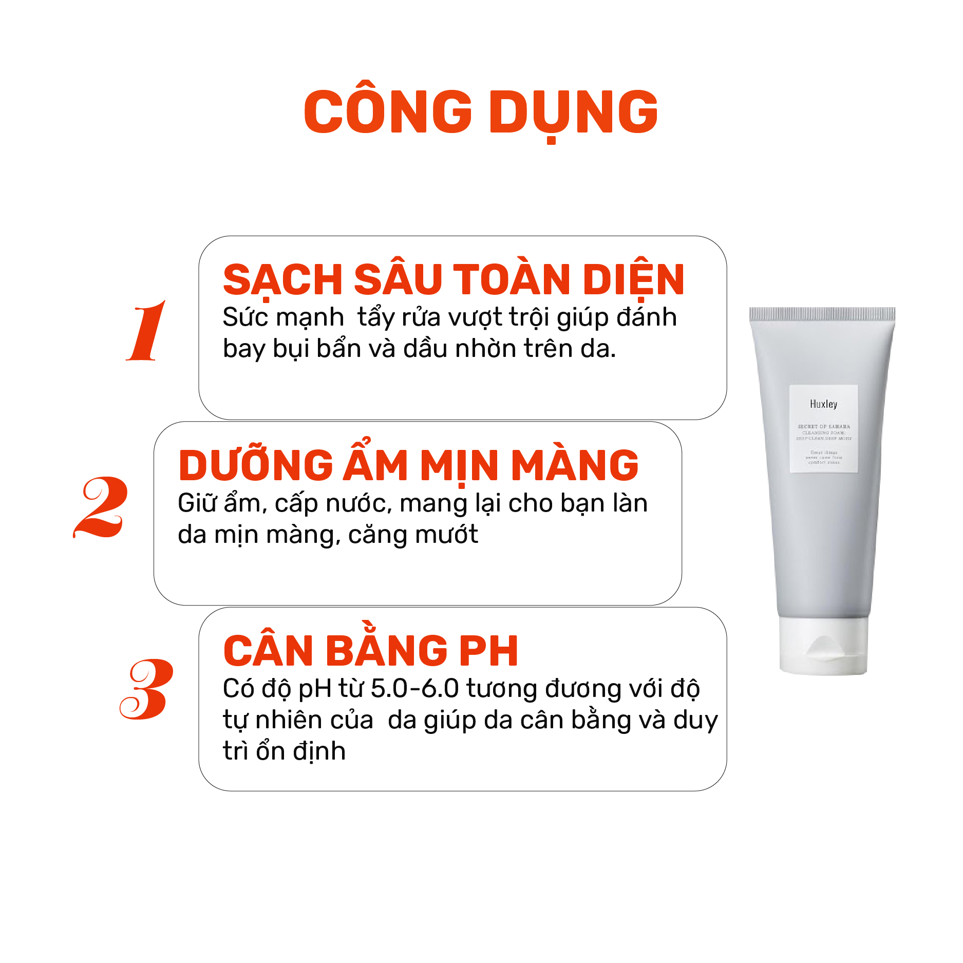 Sữa rửa mặt 100g làm sạch sâu kiểm soát dầu mụn cho da Huxley Cleansing Foam Deep Clean Deep Moist