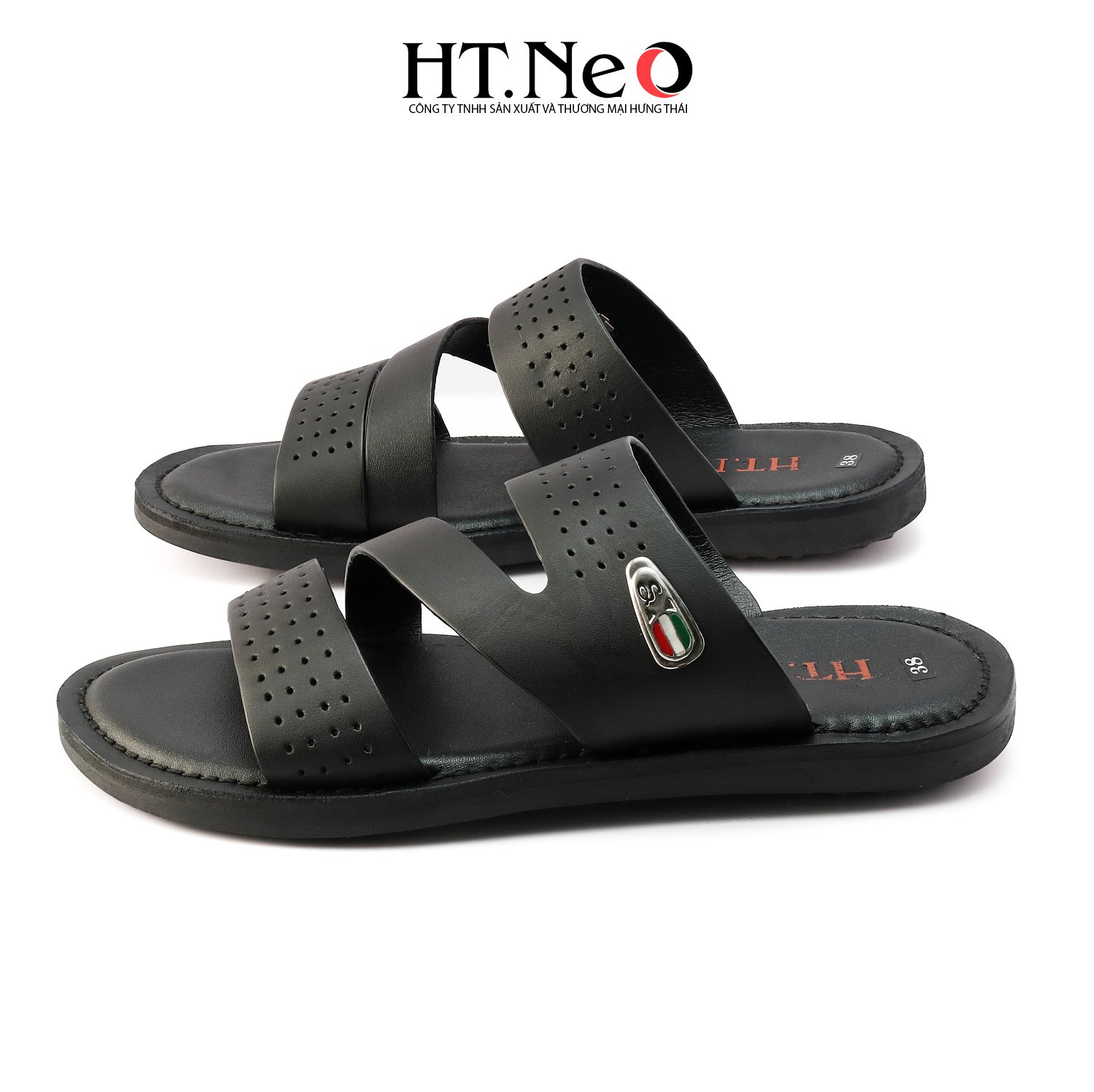 Sandal nam HT.NEO, da cao cấp, thiết kế đơn giản, trẻ trung, da cao cấp, đi êm chân SD134