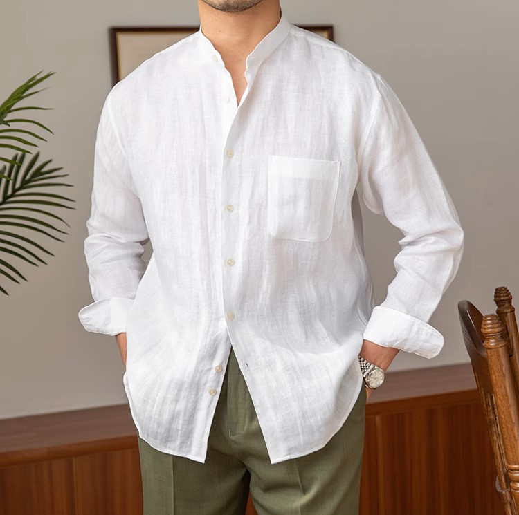 Áo sơ mi Đũi Viêt dài tay màu trơn basic 1 túi ngực phong cách đơn giản, trẻ trung