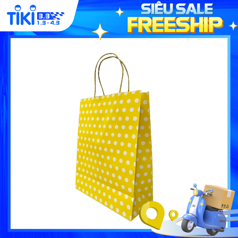 Combo 10 túi giấy kraft chấm bi vàng