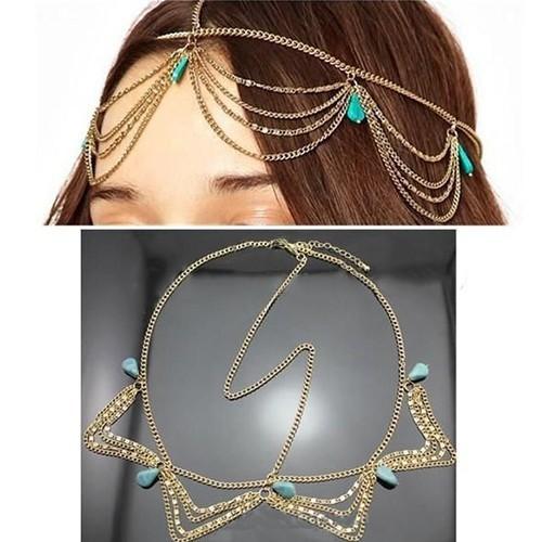 HEADCHAIN BOHO VÒNG TRANG SỨC DÂY CHUYỀN ĐỘI ĐẦU BOHEMIAN PHỐI ĐÁ