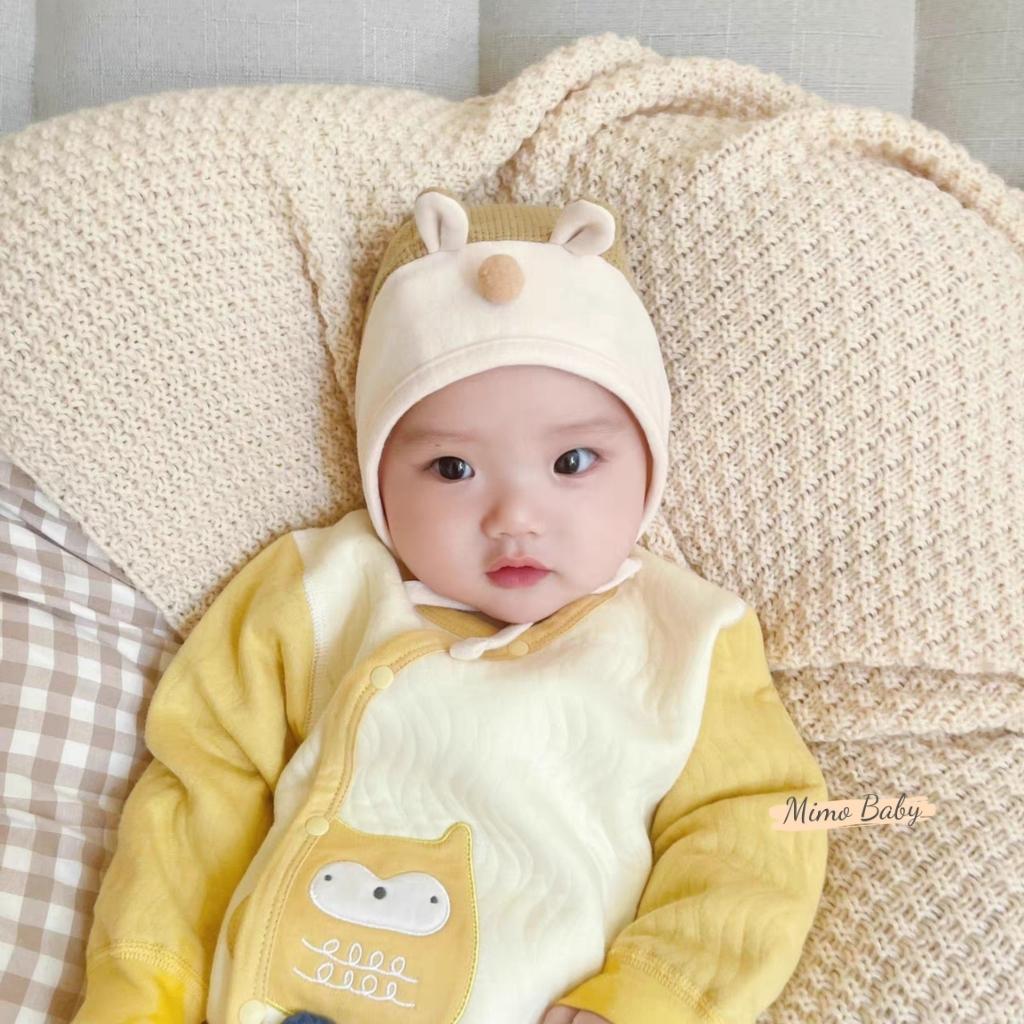 Mũ nón cotton buộc dây tai thỏ mũi bông dễ thương cho bé MD187 Mimo Baby