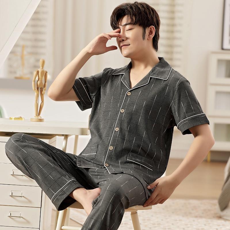 1504-Bộ Pijama cộc tay nam cotton 100% thoáng mát, không kích ứng da, size L-3XL