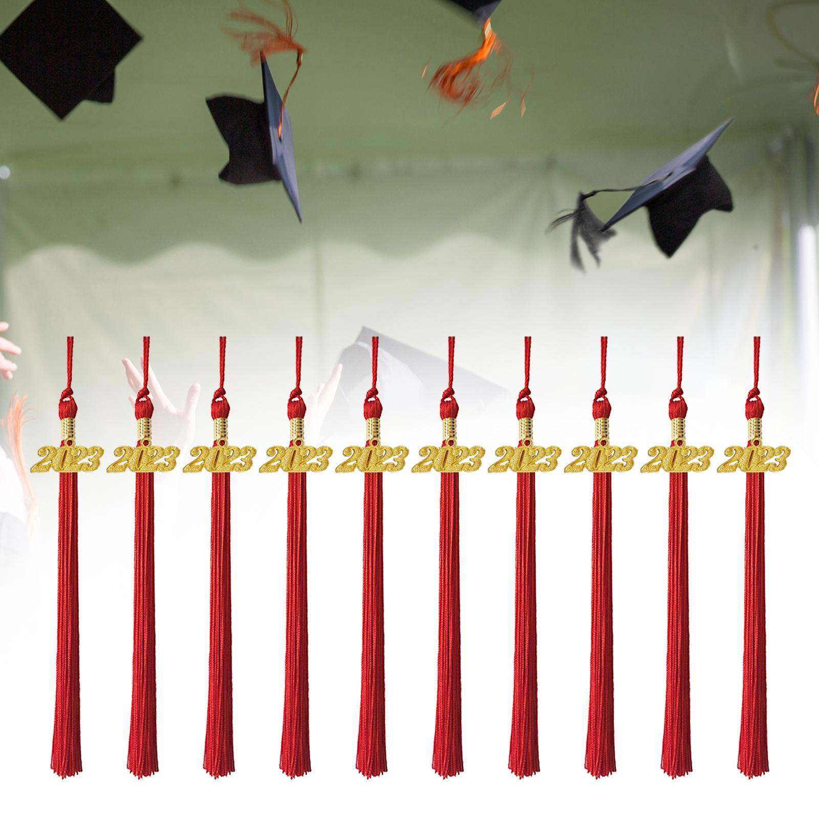 10Pcs 2023 Graduation Cap Tassels Single Color 15 inch for Party Accessories