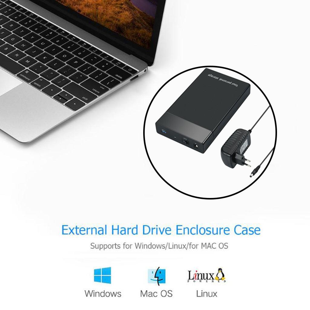 3.2/2.5 Inch Hard Drive Enclosure Adapter Case with Power Adapter for HDD EU
