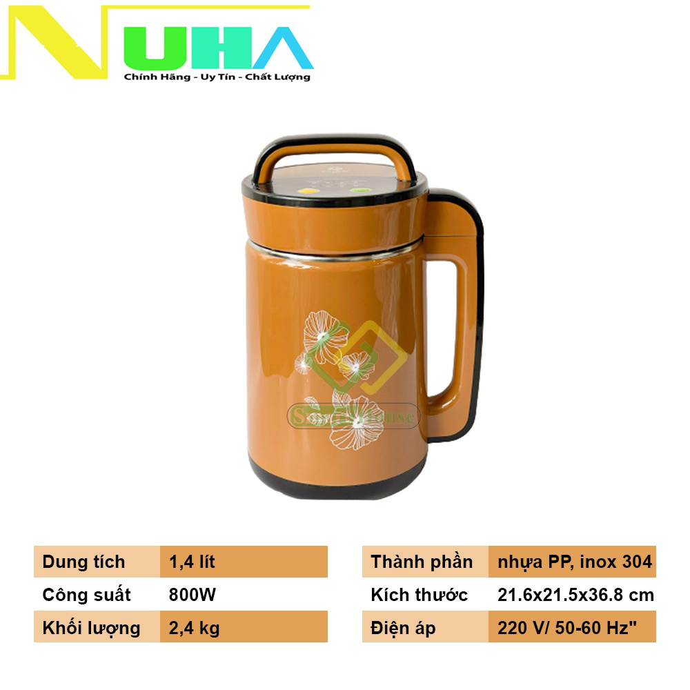 Máy làm sữa đậu nành, sữa hạt PE0221 dung tích 1.4L, công suất 800W