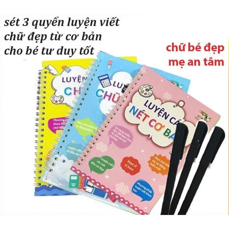 Bộ tô nét, chữ, số thông minh tự xóa- set 3c kèm phụ kiện Thanh Nga