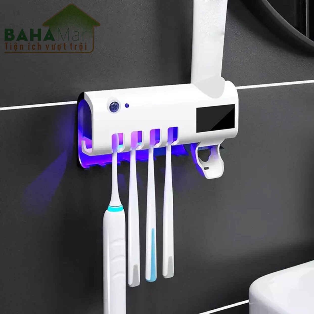 GIÁ TREO BÀN CHẢI TIỆT TRÙNG KHỬ KHUẨN - NHẢ THUỐC ĐÁNH RĂNG TỰ ĐỘNG "BAHAMAR" khử khuẩn bằng tia UV đảm bảo vệ sinh răng miệng