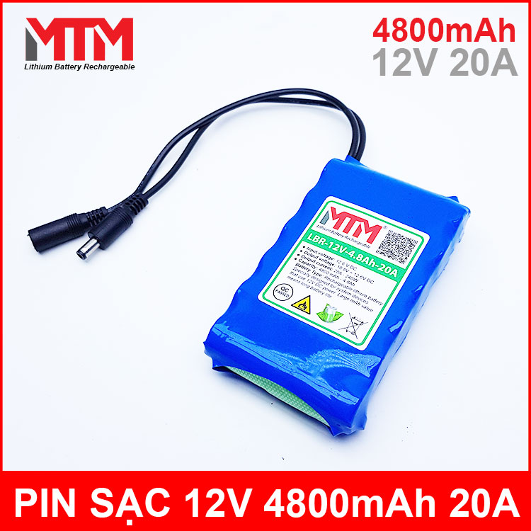 Pin sạc lithium 12V 4800mAh 3S chịu tải 20A MTM chính hãng