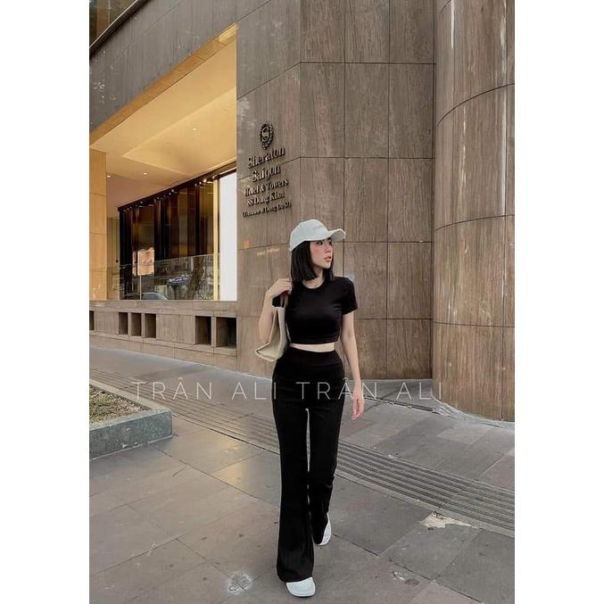 TBL-TASA Set bộ áo thun gân thể thao quần dài cực đẹp thời trang nữ dạo phố dự tiệc (xám, đen,hồng)