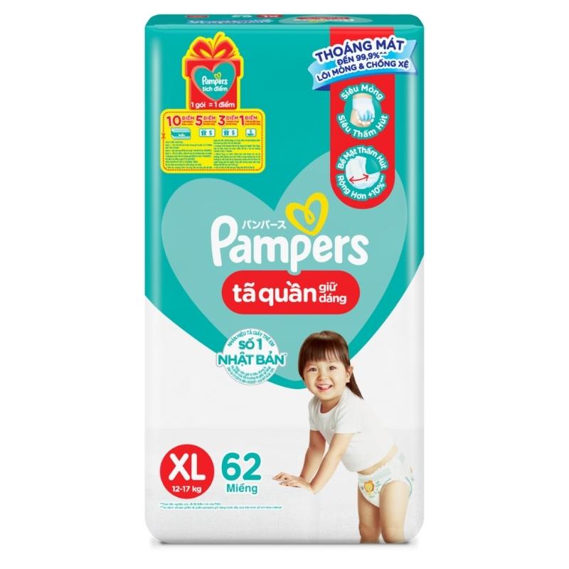 Tã quần Pampers Super Jumbo size XL 62 miếng (cho bé 12 - 17kg)