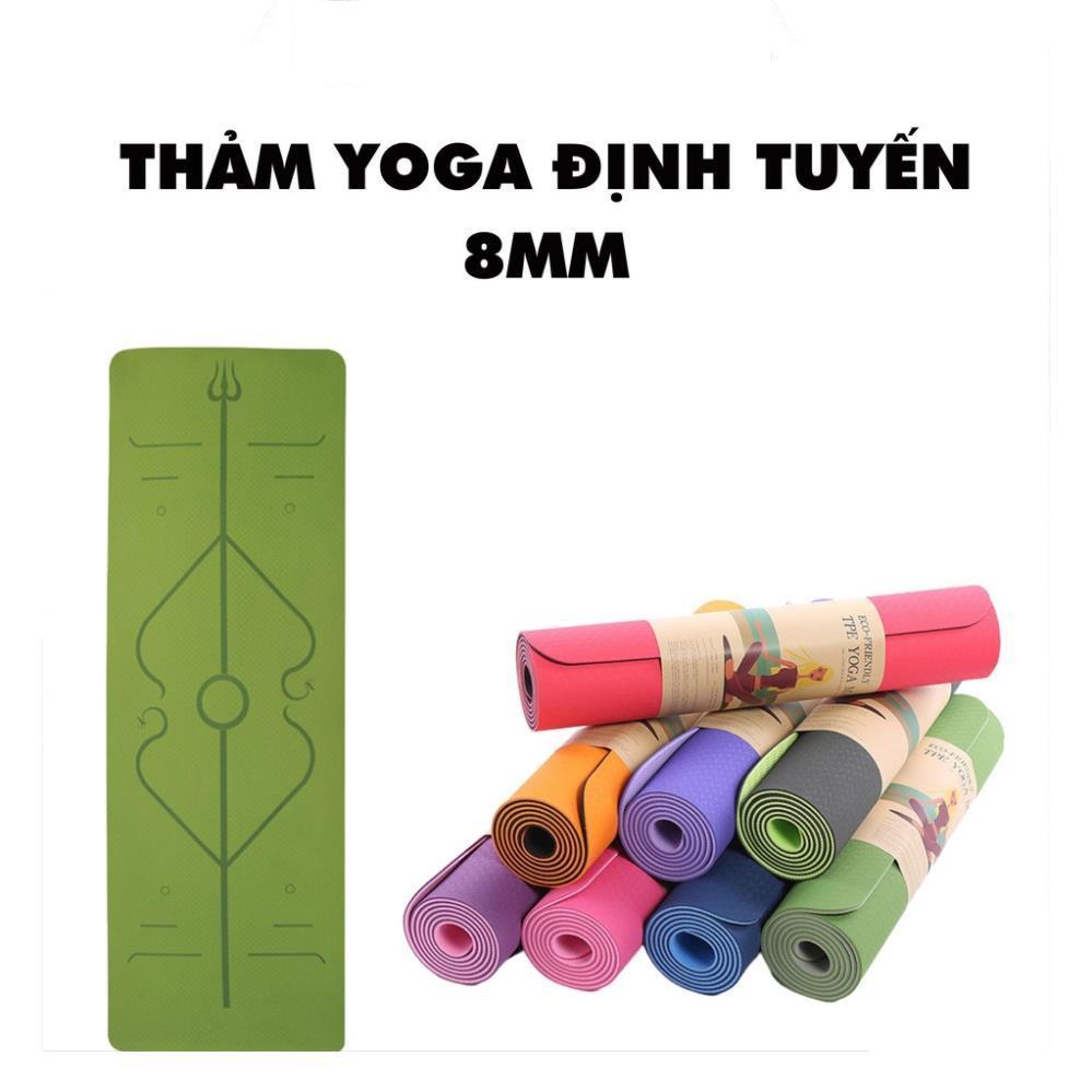 Thảm Tập Yoga Đinh Tuyến 2 Lớp TPE Độ Dày Chuẩn 8mm (KÈM TÚI ĐỰNG), Thảm Tập Gym Chống Trơn Trượt.