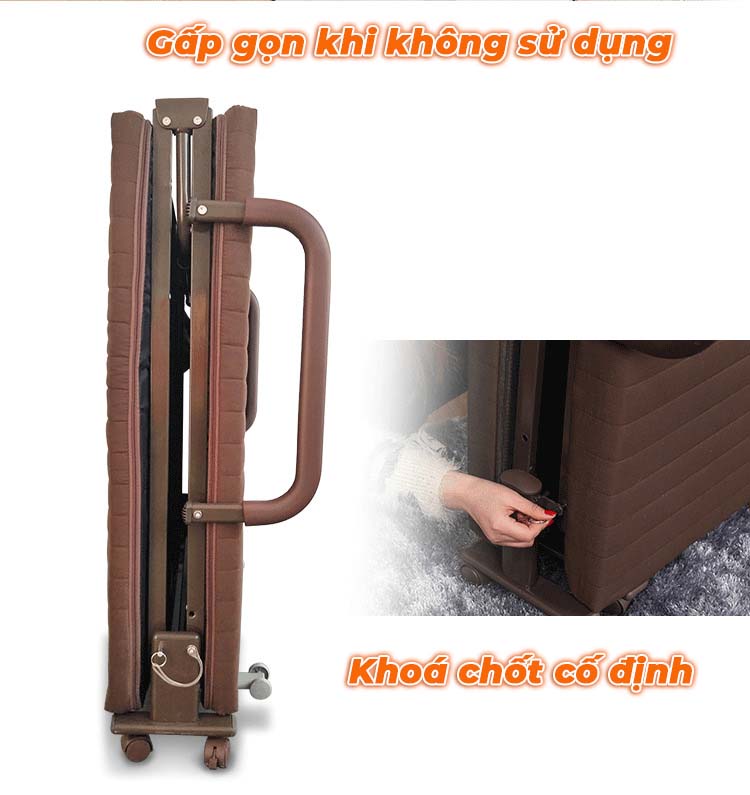 Giường ngủ gấp gọn tiện lợi Belto màu nâu, Có thể gấp đôi cất gọn, Rộng 80/90Cm, Chính Hãng NIKITA