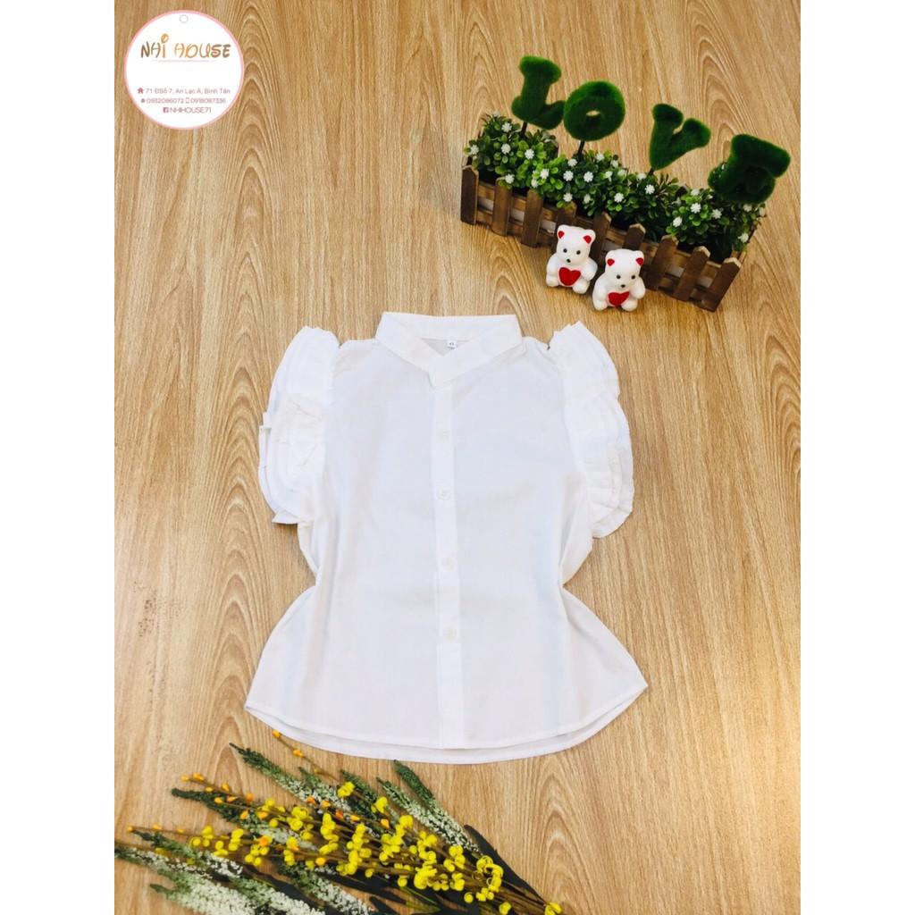 ÁO SƠ MI BÉ GÁI NHIHOUSE71 LINEN TAY CÁNH TIÊN HỌA TIẾT DỄ THƯƠNG