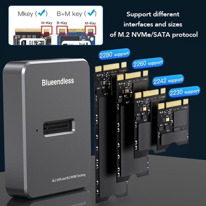 Đầu đọc ổ cứng di động M.2 Nvme/ Sata Blueendless