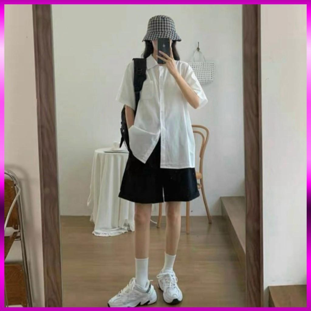 Áo sơ mi nữ trắng ngắn tay  50k