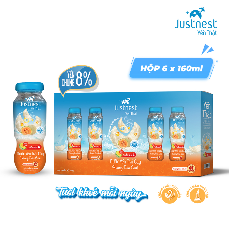 Hộp 6 chai Nước Yến Thật Justnest 8% (6 chai x 160ml)