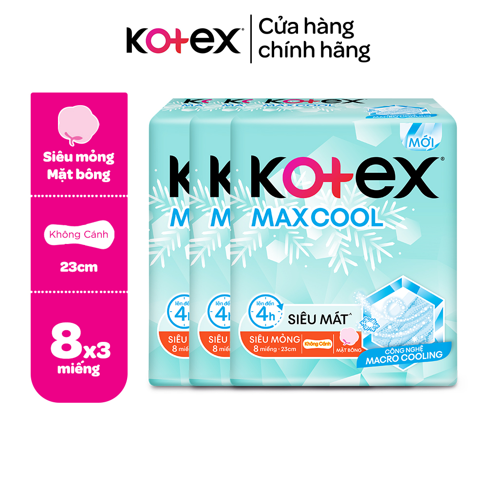 Combo 3 Băng vệ sinh Max Cool siêu mỏng cánh/ không cánh (8 miếng