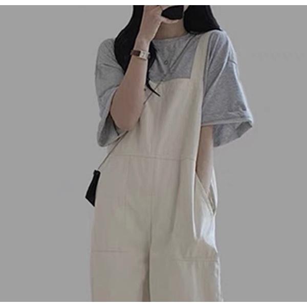 Set quần yếm kèm áo thun nữ  Nana's House - FREESHIP  Bộ phông nữ cổ tròn kèm quần kaki dài 2 dây
