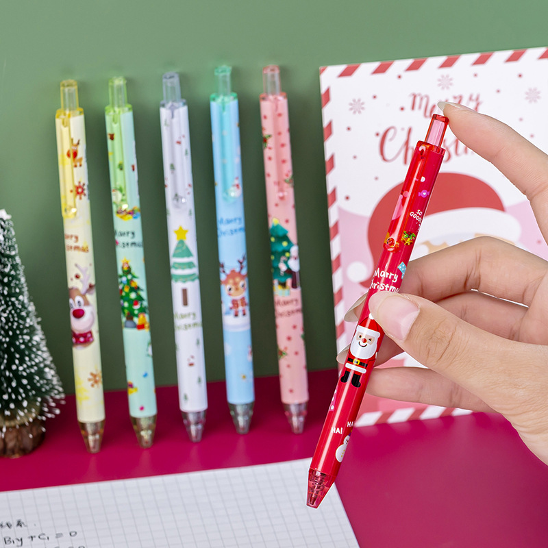 Bút bi gel nước học sinh mực đen noel giáng nhiều màu xanh, đỏ, kem ngẫu nhiên xinh xắn