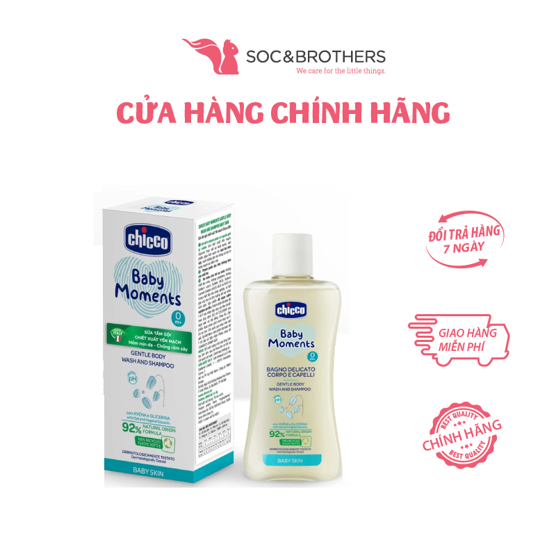 Sữa Tắm Gội Chiết Xuất Yến Mạch 0M+ Chicco (200ml)